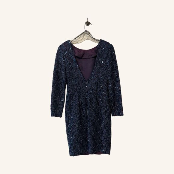 1980’s Vintage Long Sleeve Sequin Dress With Low Back By HW Collections Size 6 - Picture 2 of 4